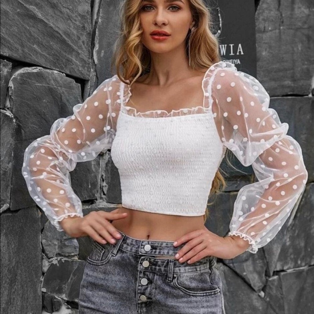 SHEIN white polka dot
